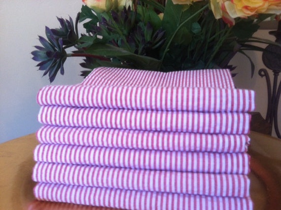 RED Seersucker Cloth Dinner Napkins, 18 inch or 20 inch, by CHOW with ME