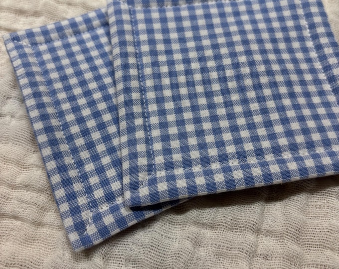 Reusable Kitchen Sponges, Periwinkle Blue 1/8" Gingham Check, Eco Friendly Set of 2