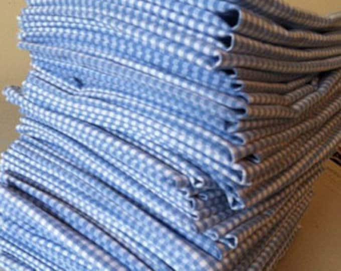 Gingham Cloth Napkins: Periwinkle Blue and White Cotton, Set of 4