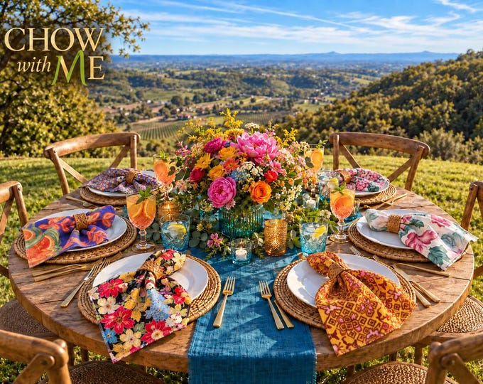 Set of 6 Colorful Mixed Print Cloth Napkins, Cotton Fabric Table Decor