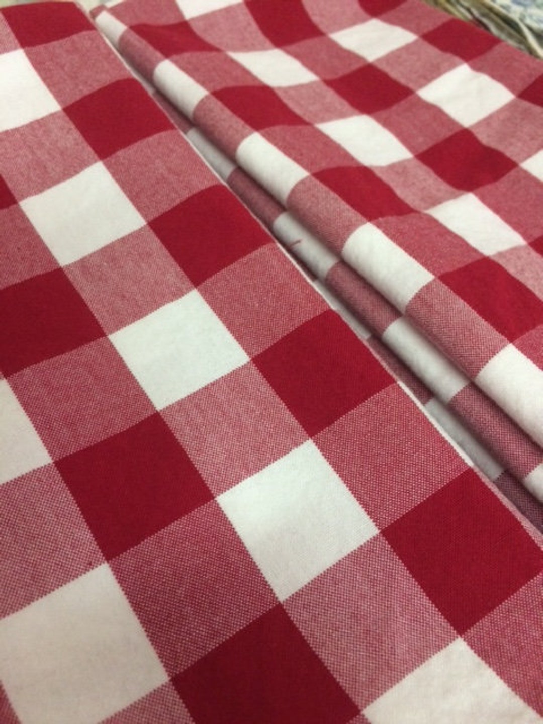 Red and White Gingham Cloth Napkins, Set of 4, Select the Size That