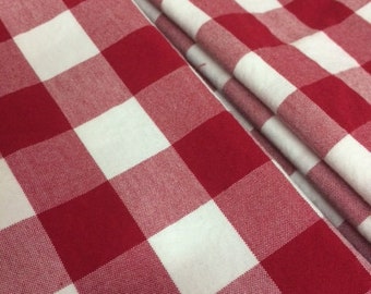 Red and White Gingham Cloth Napkins, Set of 4, 100% Cotton