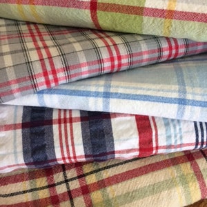 Vintage Plaid Cloth Napkins, Set of 4, Colorful Cotton
