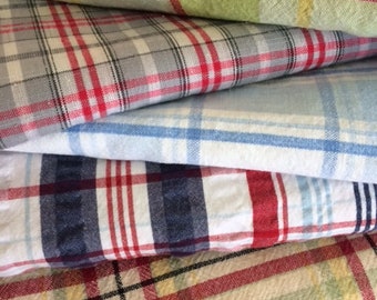 Vintage Plaid Cloth Napkins, Set of 4, Colorful Cotton