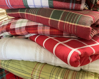 Christmas Plaid Cloth Napkins, Set of 6, Americana Farmhouse Cotton