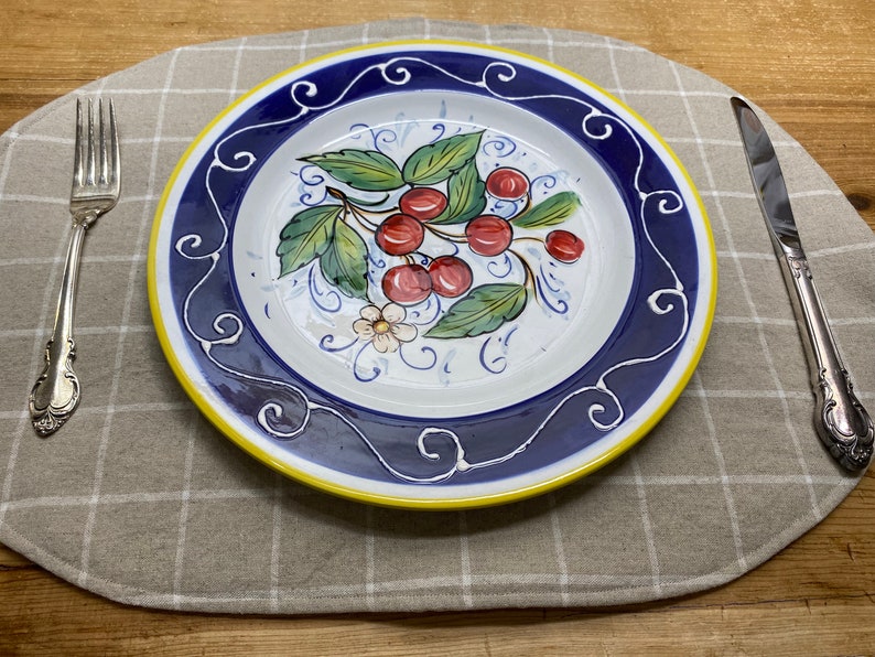 Oval Reversible Placemats in Neutral Tone Fabrics Mismatched Etsy