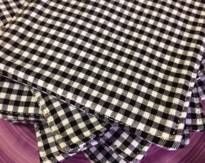 Gingham Fabric Coasters, Black and White, Set of 4