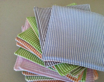 Reversible Seersucker Fabric Coasters: Set of 4, 6, 8, or 10