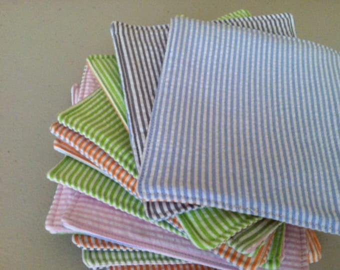 Reversible Seersucker Fabric Coasters: Set of 4, 6, 8, or 10