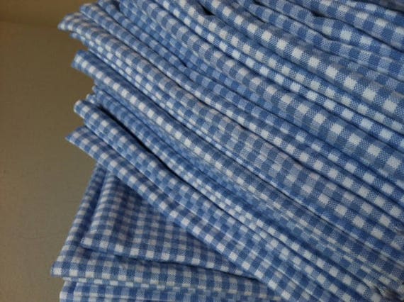 Periwinkle Blue / White Gingham Cloth Napkins - Set of 4- 12 inch, Lunch / Brunch size Napkins, by CHOW with ME