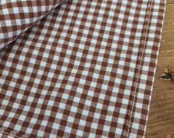 Brown and White Gingham Cloth Napkin – Farmhouse Table Decor, Set of 6