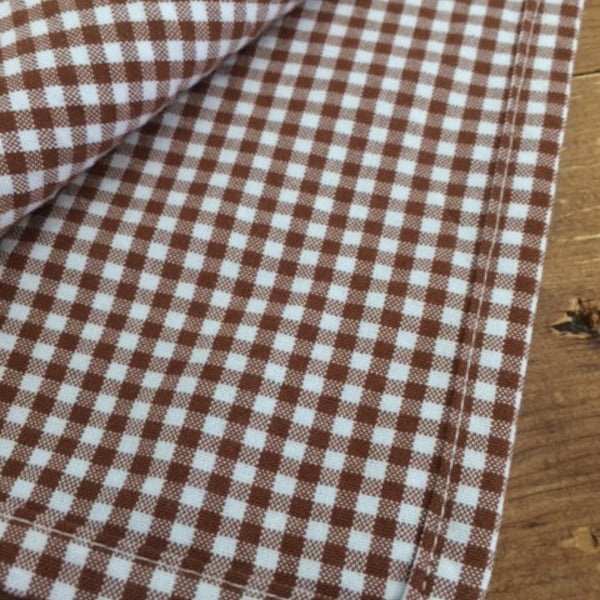 Brown and White Gingham Cloth Napkins - 18 inch, Set of 4, GREAT for Weddings, Events, Parties and Everyday!