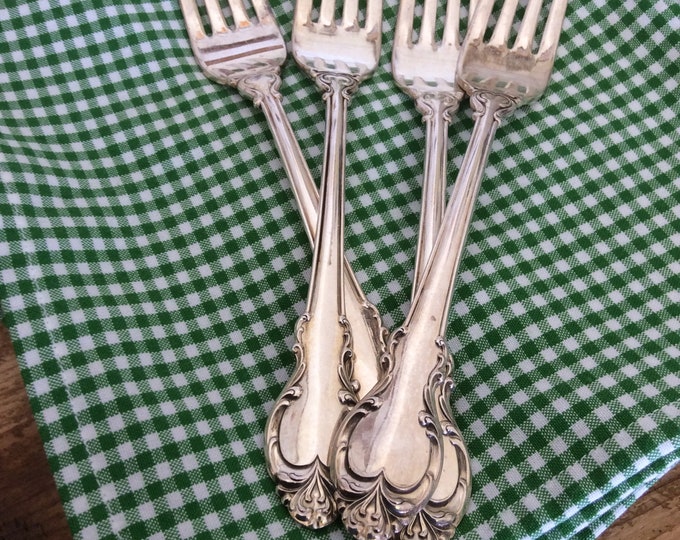 Gingham Cloth Napkins, Kelly Green and White, Woven Cotton, Set of 4