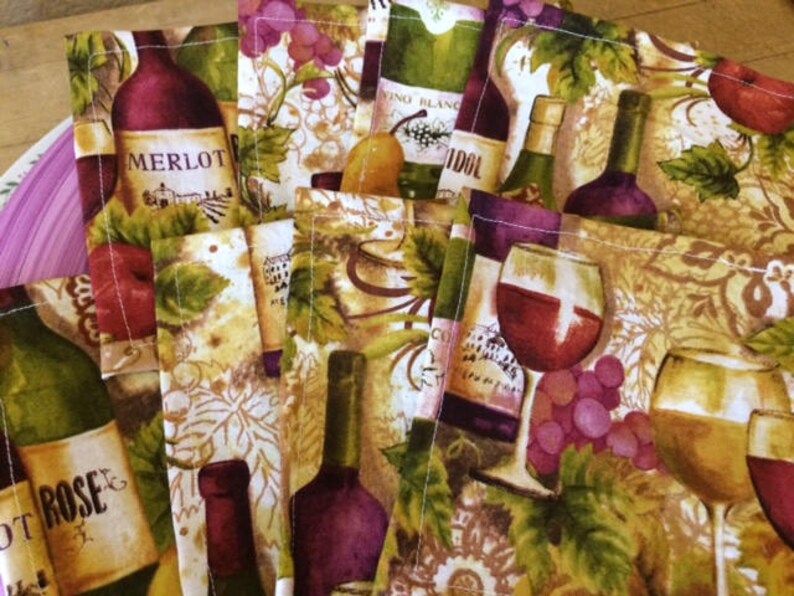 Wine Theme Cloth Cocktail Napkins 10 Inch Set of 6 by CHOW Etsy