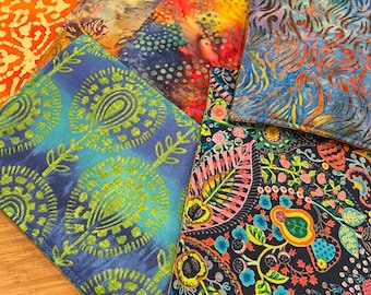 Boho Fabric Mug Rugs, Bohemian Coasters, Set of 4