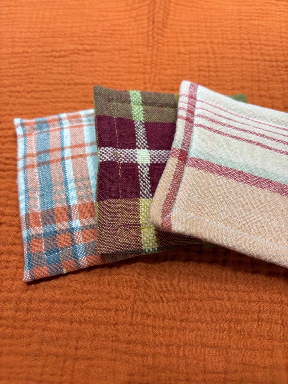 Eco Friendly Reusable Washable Sponge, Set of 3, Vintage Fall Plaids - Fun Festive Design, perfect gift for your green-conscious friends!