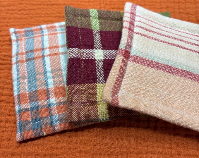 Reusable Vintage Plaid Sponges, Eco Friendly Cleaning, Set of 3