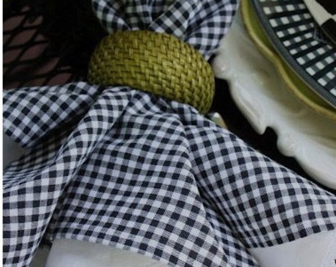 Gingham Cloth Napkins, Navy Blue / White, Set of 4