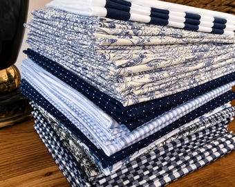Blue Cloth Napkins - Set of 6, 15" Cotton, Dinner Napkins