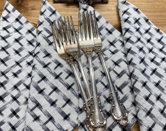 Grey Cloth Napkins, Small Bite Size, Modern Farmhouse, Set of 8