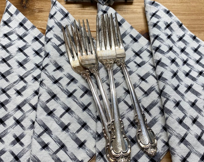 Charcoal Grey Cloth Cocktail Napkins, Modern Farmhouse, Set of 8