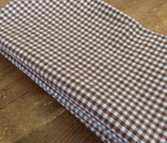 BROWN and WHITE Gingham Check Table Runner "Gingerbread Girl" Table Decor, by Chow with ME