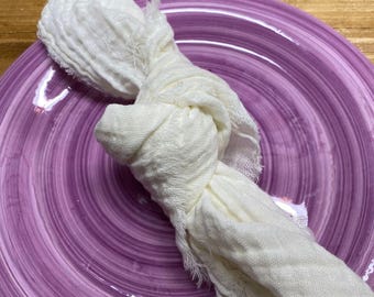 Ivory Gauze Cloth Napkins, Bohemian Farm Table Decor, Set of 12