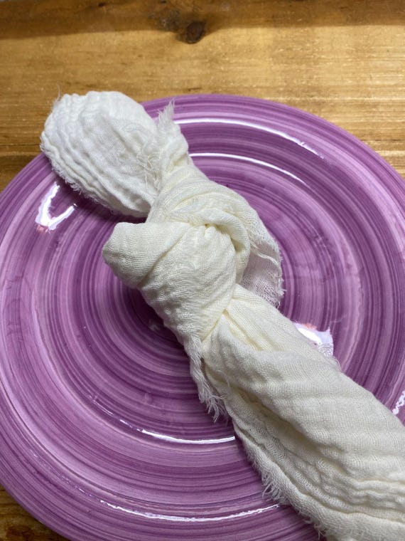Cloth Napkins, Boho, Bohemian, Farm to Table Dinners, Tea Party, 100% Premium Ivory Gauze - Ultra Soft - 18 inch, set of 12