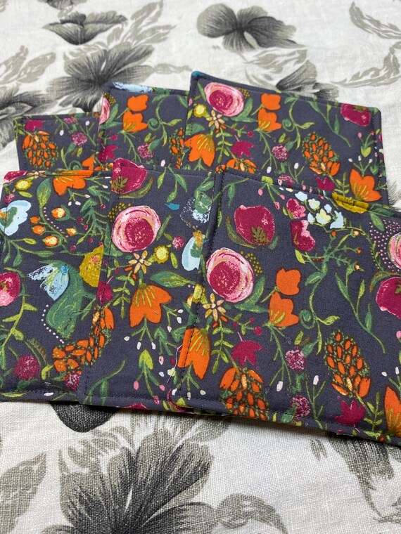 FUN Pop of Color Beverage Coasters,  Grey, Pink, Orange, Dusty Blue and Gold  Set of 6, by CHOW with ME