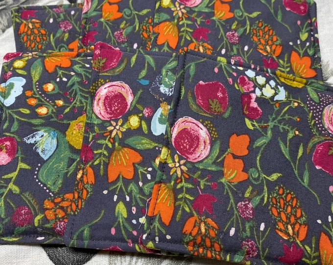 Floral Fabric Coasters, Pop of Color, Set of 6