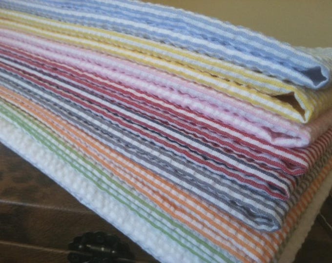 Rainbow Seersucker Cloth Napkins Set | Cotton Kids Lunch Table Linens