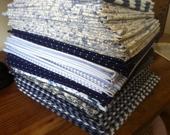 Blue Cloth Napkins - Set of 6, 15" Cotton Dinner Napkins