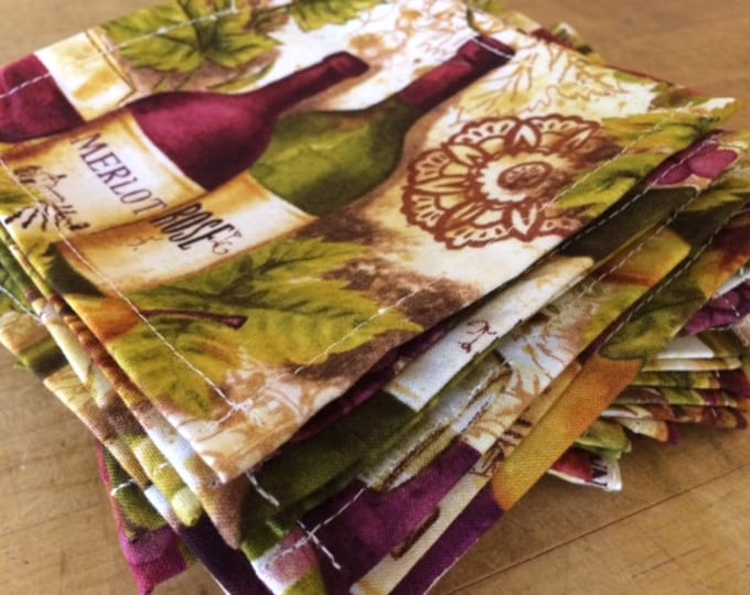 Wine Theme Cloth Cocktail Napkins, 10 inch, Set of 6, by CHOW with ME