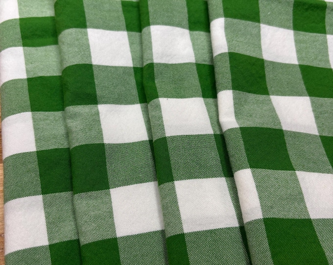 Green and White Buffalo Gingham Check Cloth Dinner Napkins, Set of 4