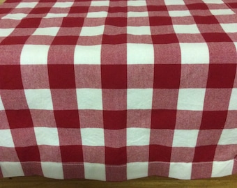 Red and White Gingham Table Runner, Buffalo Check Fabric