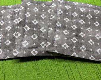 Eco - Friendly Washable Sponges, Set of 3, Grey white Floral Print, Reusable Kitchen Wipes, perfect gift for green-conscious friends!