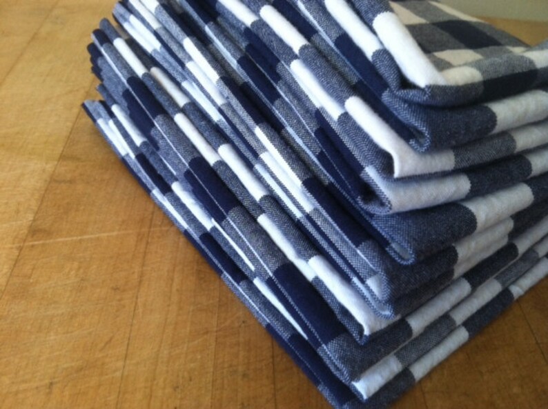 Navy Blue and White Gingham Cloth Napkins Buffalo Check Etsy