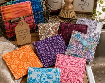 Reusable Boho Sponge Set, Eco Friendly Dish Cloths, Assorted Designs (Set of 3)