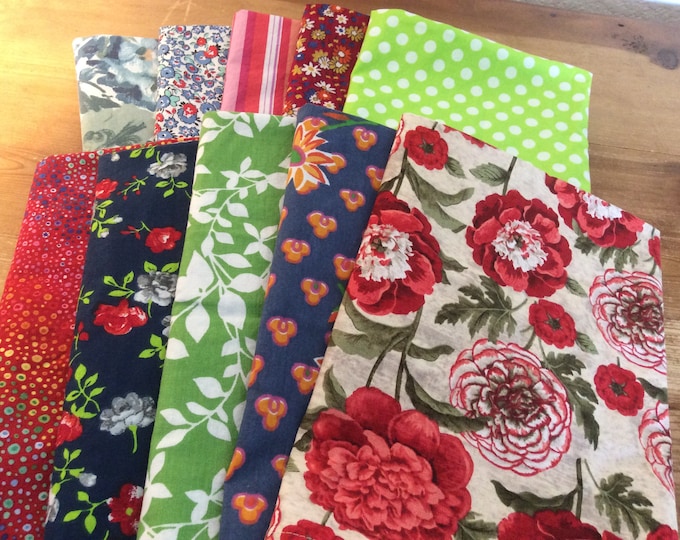 Eclectic Floral Cloth Napkins, Set of 10, Reusable Restaurant Napkins
