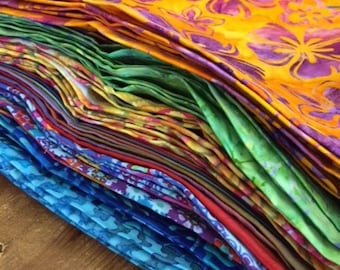 Boho Cloth Cocktail Napkins, Reversible Cotton, Set of 8