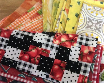 Assorted Cotton Lunchbox Napkins - Set of 20, 8-inch Cloth Napkins