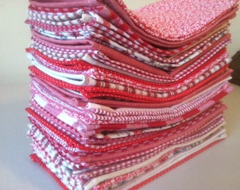 Red & White Cotton Cloth Napkins, Holiday Set of 10