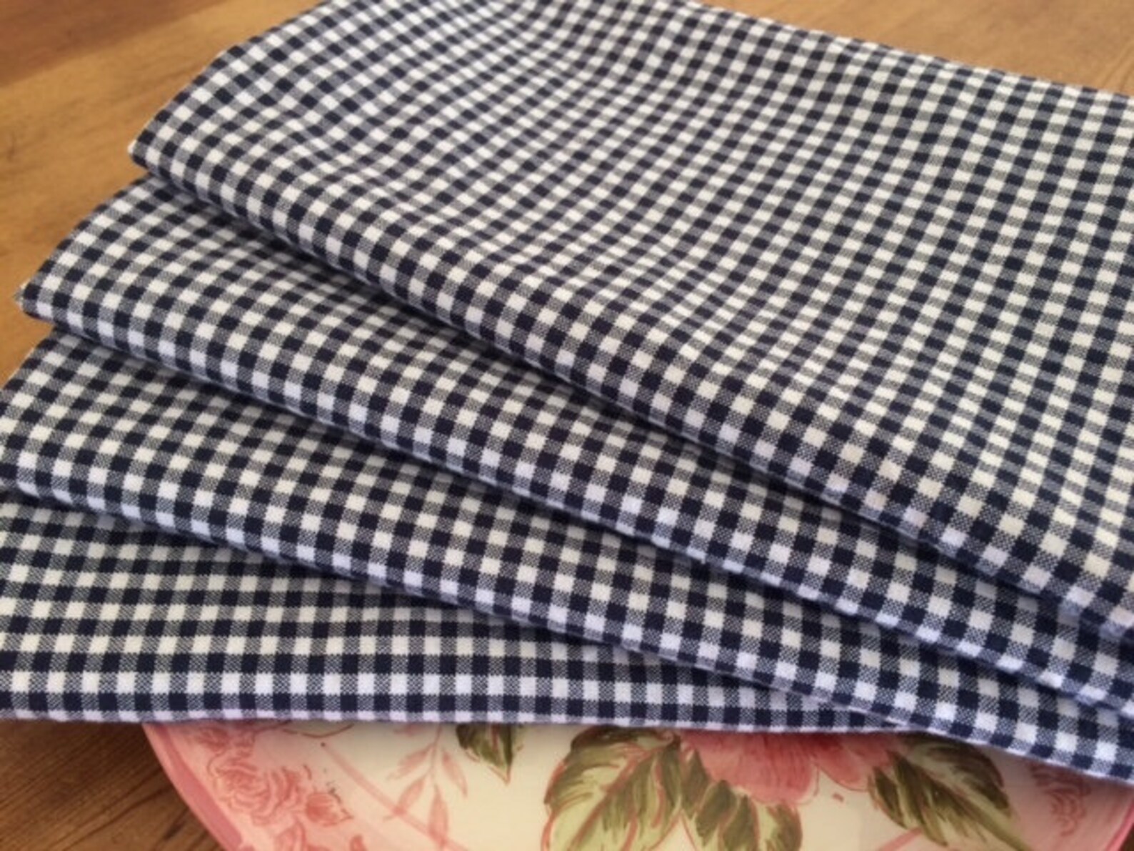 Navy Blue and White Gingham Cloth Napkins Weddings Parties Etsy