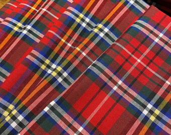 Red Green Blue Yellow Tartan Plaid Cloth Dinner Napkins, 11.5 inch, Set of 4, by CHOW with ME