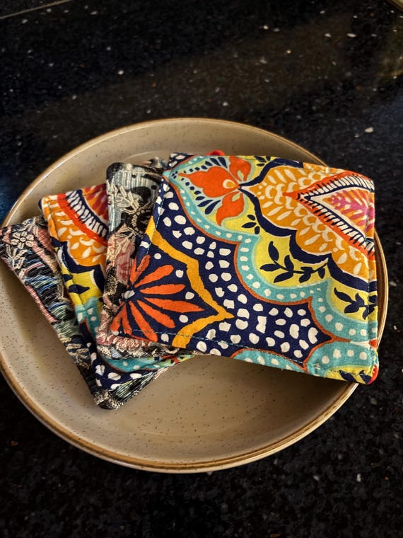 Boho Colorful Drink Coasters, Set of 4, Junk Gypsy Coasters, Housewarming Gift, Birthday Gift, Holiday Gift, Set of 4, By Chow with Me