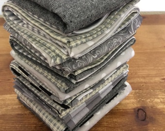 Grey Cloth Cocktail Napkins, Cotton Blend, Set of 10