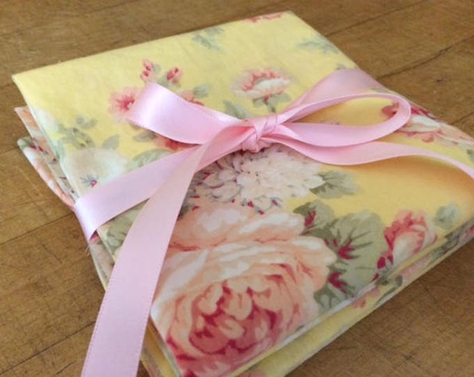 Tea Party, Mother's Day Yellow / Pink Floral Cloth Napkin Set of 8, by Chow with ME