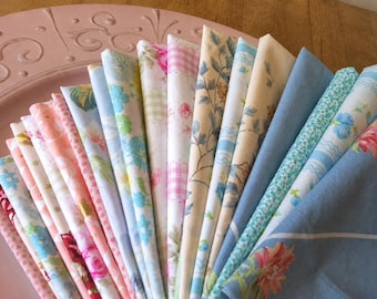 Cottage Chic Cloth Napkins, Assorted Florals, Dots, Checks, 12 Inch, Set of 10