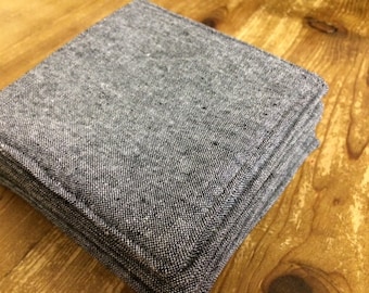Gray Chambray Fabric Coasters, Modern Farmhouse Kitchen, Set of 4