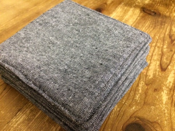 Grey Chambray Fabric Coasters, Select your Set, Farmhouse Kitchen Coasters, Drink Coasters, Modern Kitchen, Beverage Coasters